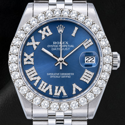 Rolex Datejust 78274 31mm Blue Roman Diamond Dial Stainless Steel Jubilee Bracelet 