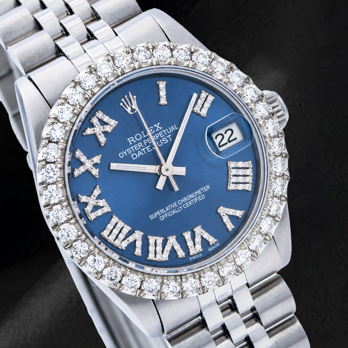 Rolex Datejust 78274 31mm Blue Roman Diamond Dial Stainless Steel Jubilee Bracelet 