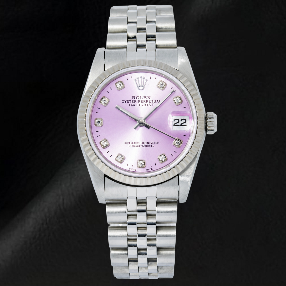 Rolex Datejust 78274 31mm Purple Diamond Dial Stainless Steel Jubilee Bracelet Watch