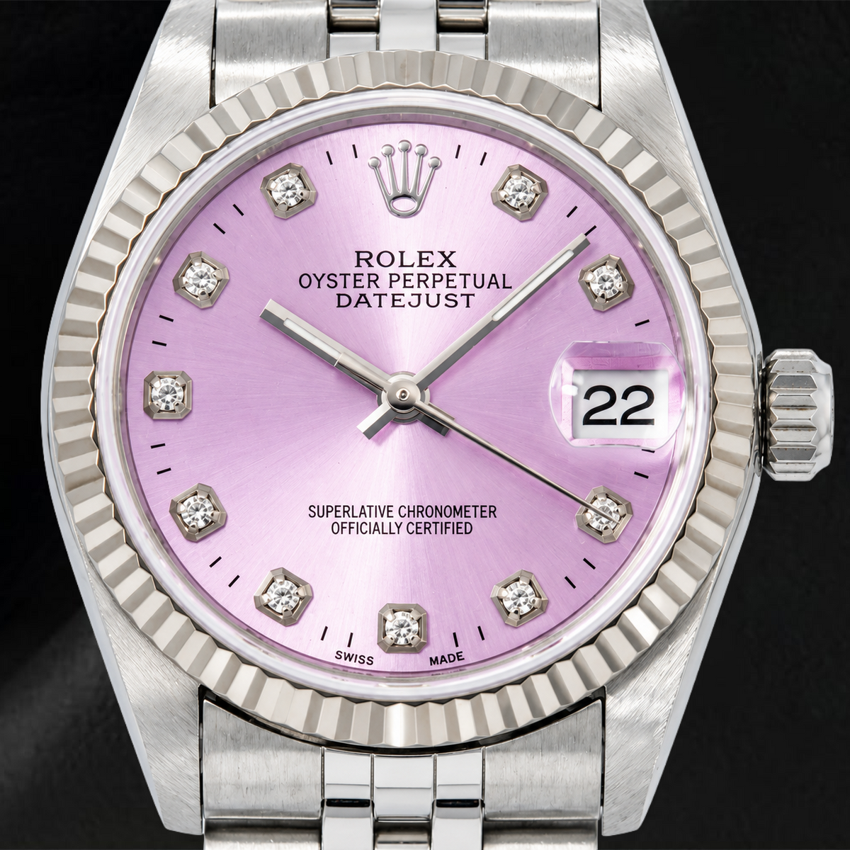 Rolex Datejust 78274 31mm Purple Diamond Dial Stainless Steel Jubilee Bracelet Watch