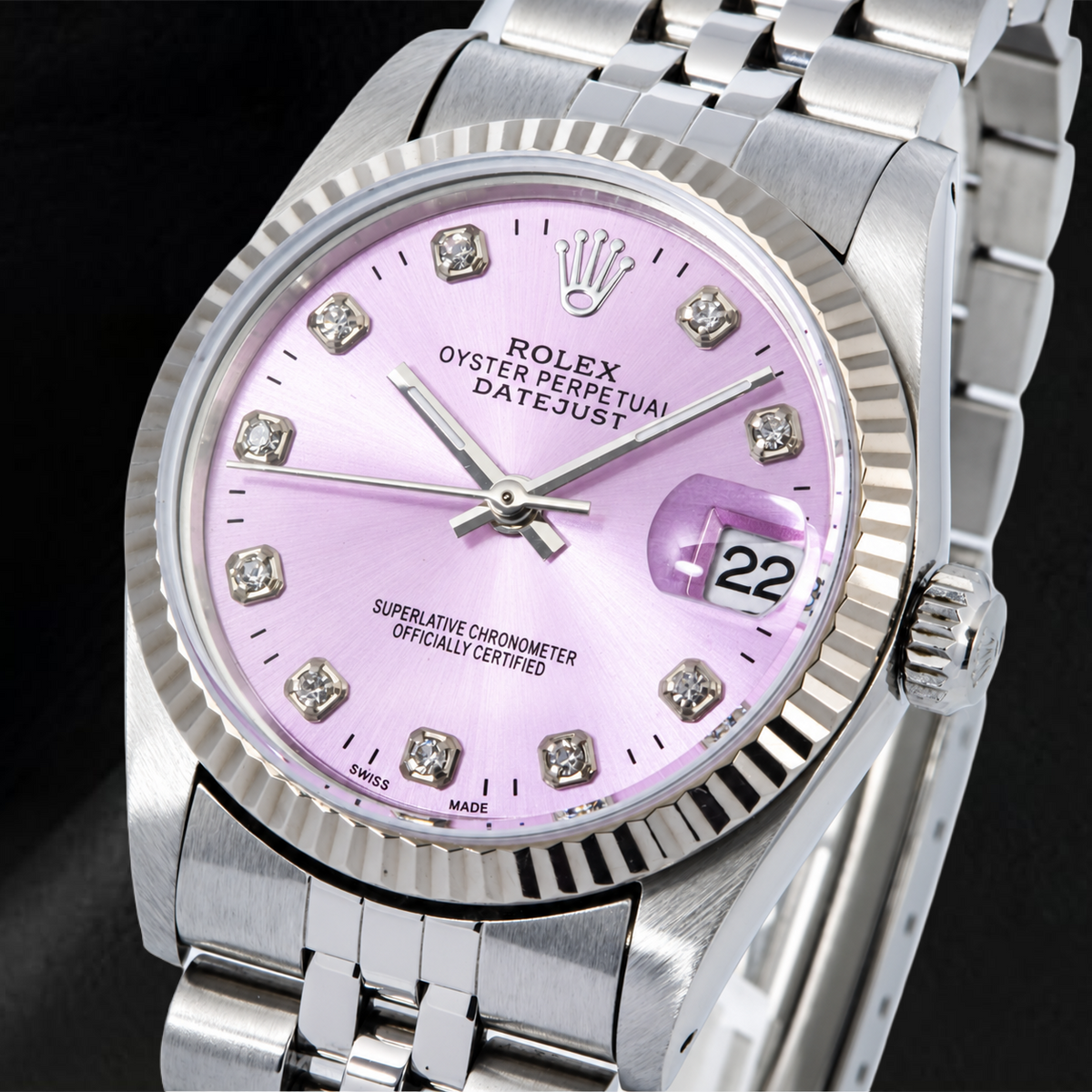 Rolex Datejust 78274 31mm Purple Diamond Dial Stainless Steel Jubilee Bracelet Watch
