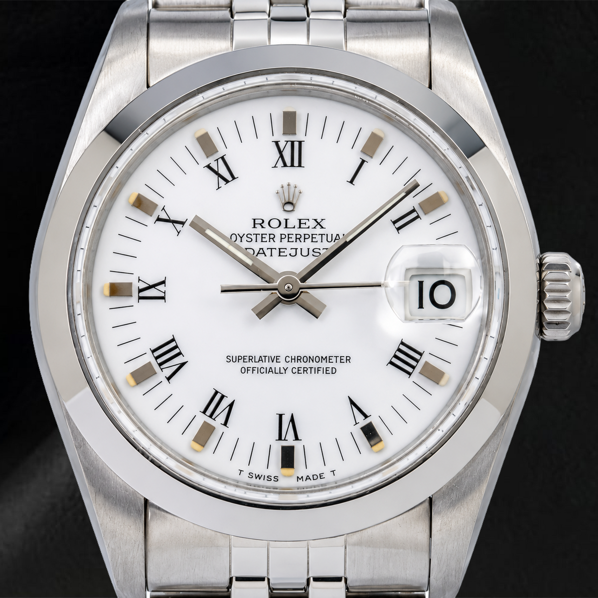 Rolex Datejust 78274 31mm White Roman Dial Smooth Bezel Stainless Steel Jubilee Bracelet
