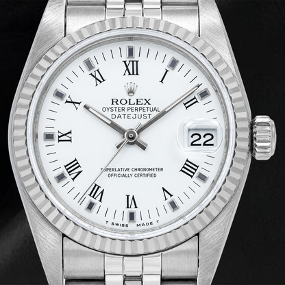 Rolex Datejust 78274 31mm White Roman Dial Smooth Bezel Stainless Steel Jubilee Bracelet Watch