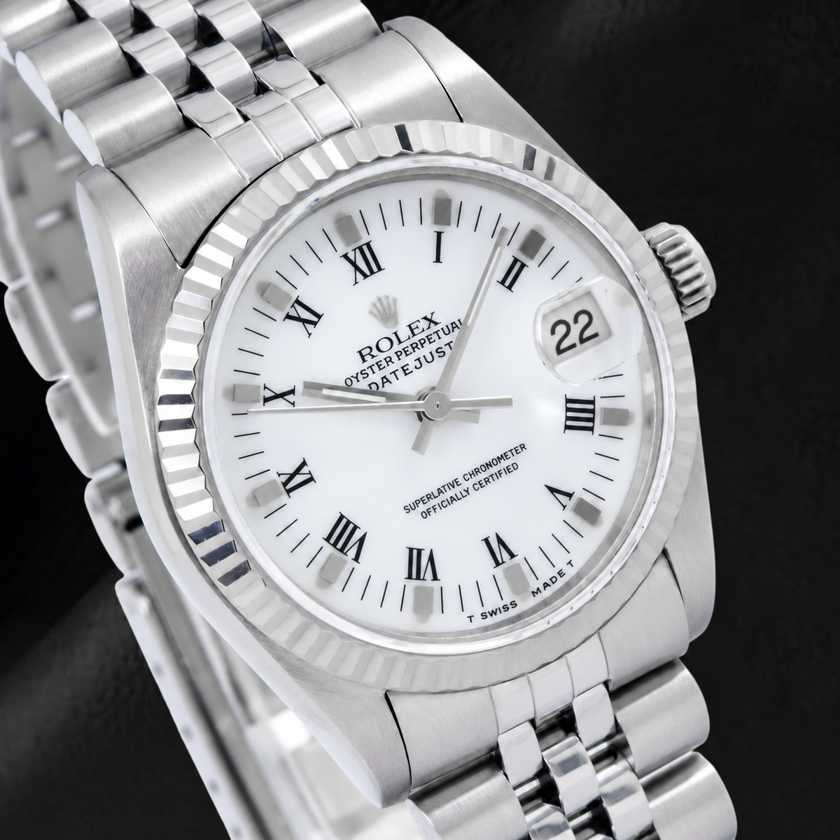 Rolex Datejust 78274 31mm White Roman Dial Smooth Bezel Stainless Steel Jubilee Bracelet Watch