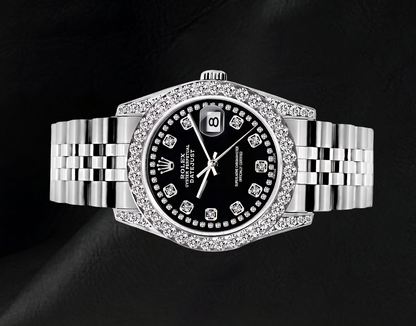 Rolex Datejust Black String Diamond Dial 26mm Stainless Steel 6916 Watch