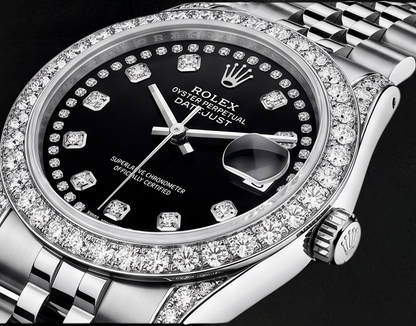 Rolex Datejust Black String Diamond Dial 26mm Stainless Steel 6916 Watch