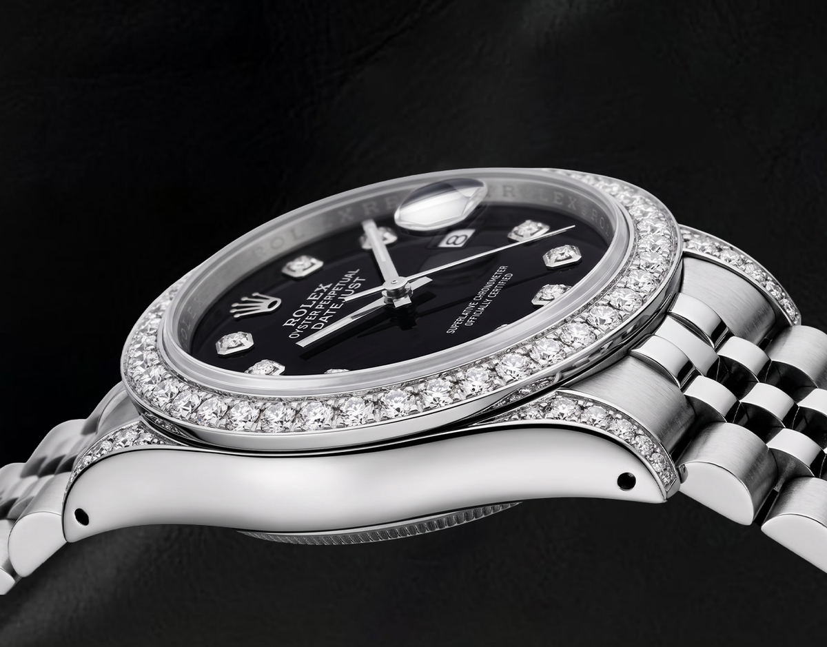 Rolex Datejust Black String Diamond Dial 26mm Stainless Steel 6916 Watch