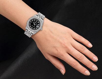 Rolex Datejust Black String Diamond Dial 26mm Stainless Steel 6916 Watch