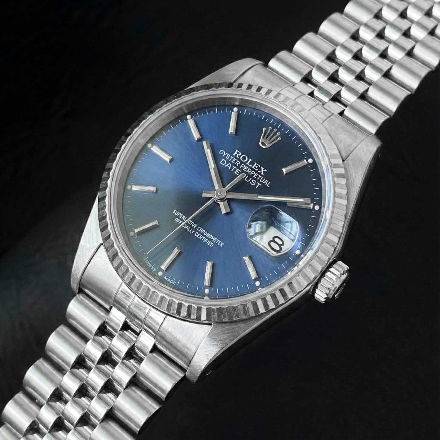 Rolex Datejust Blue Stick Dial 36 mm Stainless Steel Watch