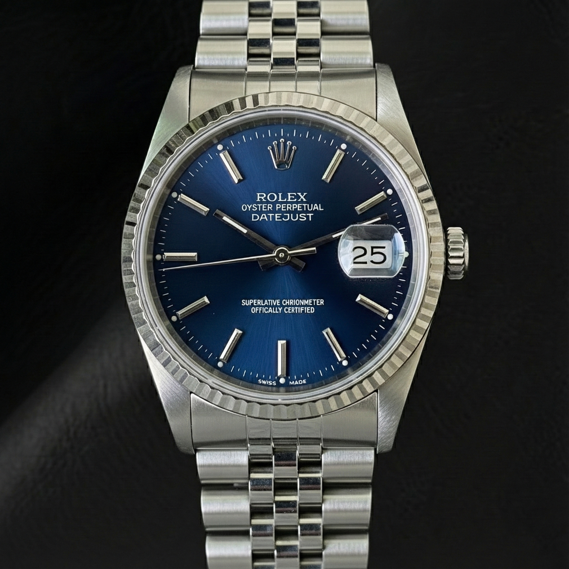 Rolex Datejust Blue Stick Dial 36 mm Stainless Steel Watch