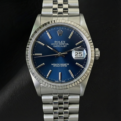 Rolex Datejust Blue Stick Dial 36 mm Stainless Steel Watch