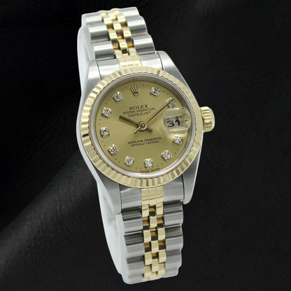 Rolex Datejust Champagne Diamond Dial 26 mm Year 2001 Two Tone Watch