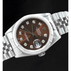 Rolex Datejust Chocolate Diamond Dial Stainless Steel Watch