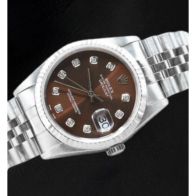 Rolex Datejust Chocolate Diamond Dial Stainless Steel Watch
