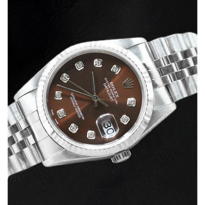 Rolex Datejust Chocolate Diamond Dial Stainless Steel Watch