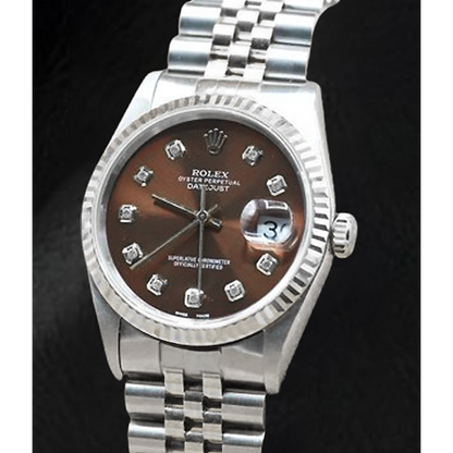 Rolex Datejust Chocolate Diamond Dial Stainless Steel Watch