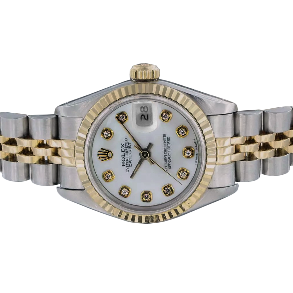 Rolex Datejust Diamond Bezel Lady Watch Ss & Gold Jubilee Bracelet