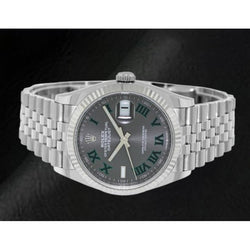 Rolex Datejust Grey Wimbledon Roman Dial 36 mm Stainelss Steel Watch