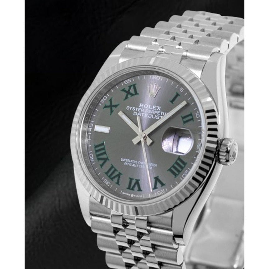 Rolex Datejust Grey Wimbledon Roman Dial 36 mm Stainelss Steel Watch