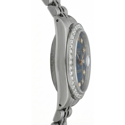 Rolex Datejust Ladies Watch Black Dial Bezel Ss Jubilee Bracelet