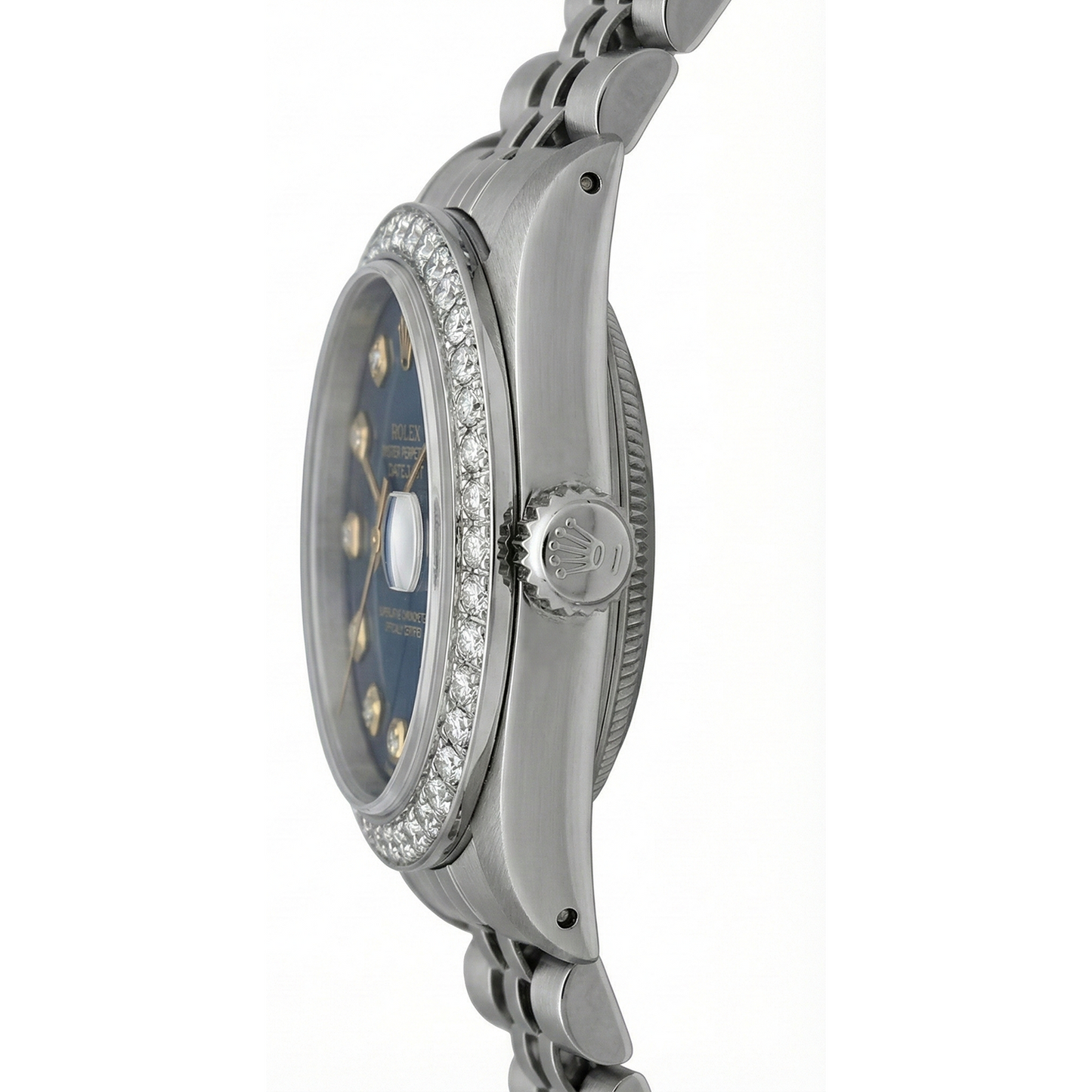 Rolex Datejust Ladies Watch Black Dial Bezel Ss Jubilee Bracelet