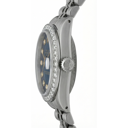 Rolex Datejust Ladies Watch Black Dial Bezel Ss Jubilee Bracelet