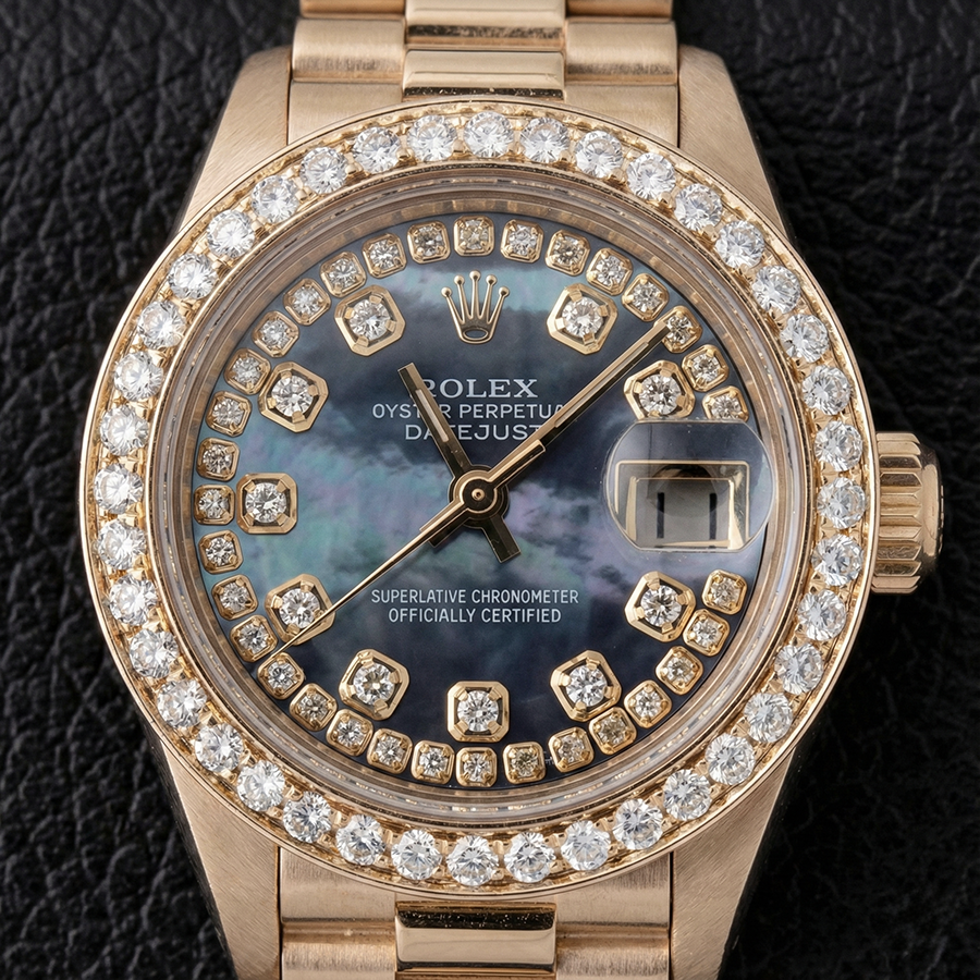 Rolex Datejust Ladies Watch Mother Of Pearl String Diamond Dial Yg