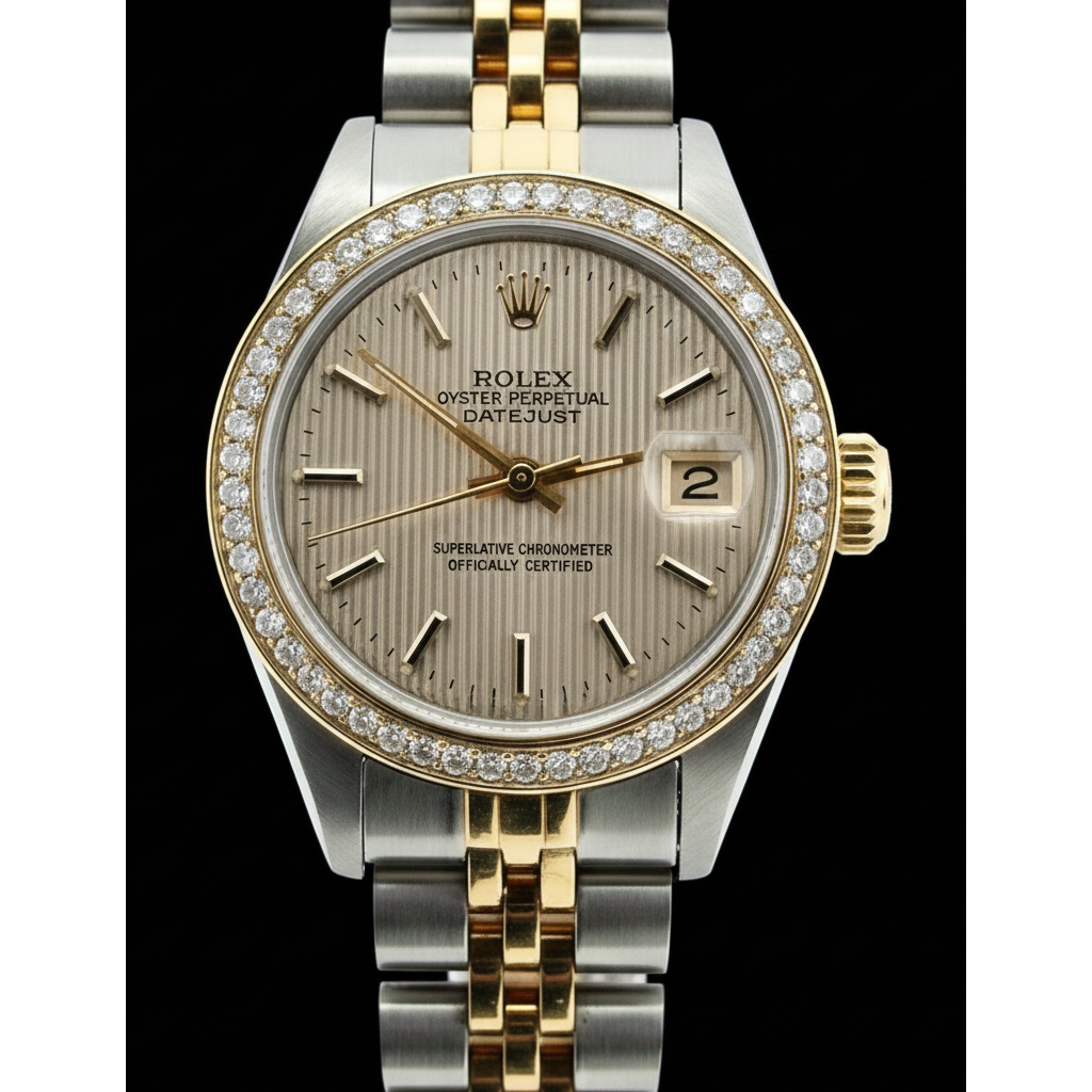 Rolex Datejust Ladies Watch Ss & Yellow Bracelet Champange Stick