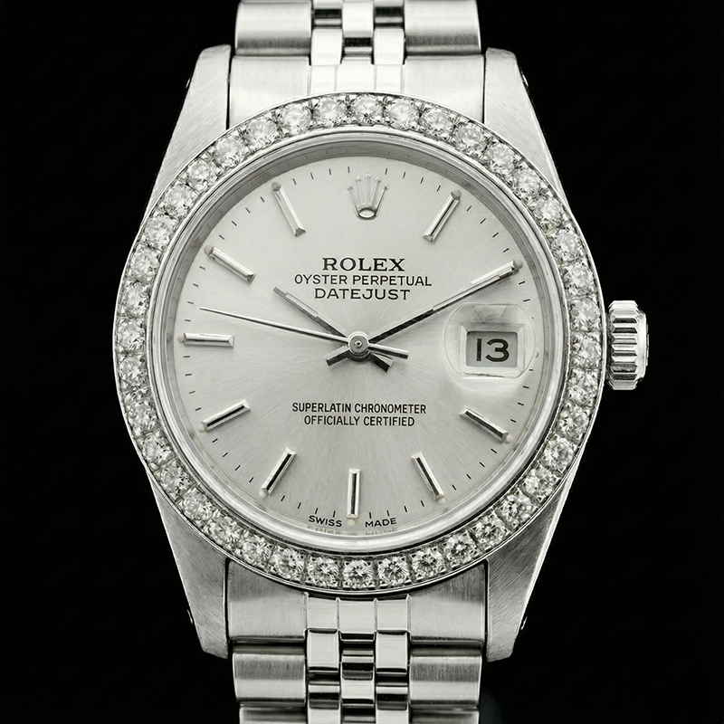 Rolex Datejust Lady Watch Stainless Steel Diamond Bezel White