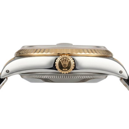 Rolex Datejust Midsize 31 mm Grey Mother of Pearl Diamond Dial Diamond Bezel Jubilee Bracelet Watch Ss & Gold