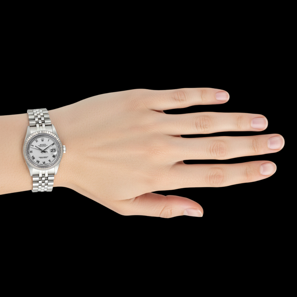 Rolex Datejust Midsize Watch White Roman Dial Stainless Steel P5