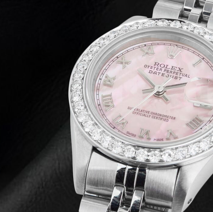 Rolex Datejust Pink Mother Of Pearl Roman Dial 26 mm Stainless Steel Watch
