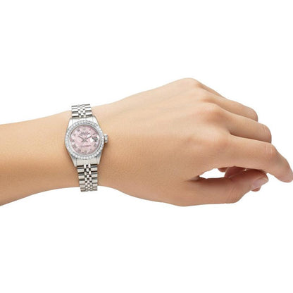 Rolex Datejust Pink Mother Of Pearl Roman Dial 26 mm Stainless Steel Watch P5