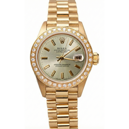 Rolex Datejust President Style Watch Ivory Color Diamond Bezel
