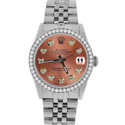 Rolex Datejust Salmon Diamond Dial Bezel 31mm Stainless Steel Watch