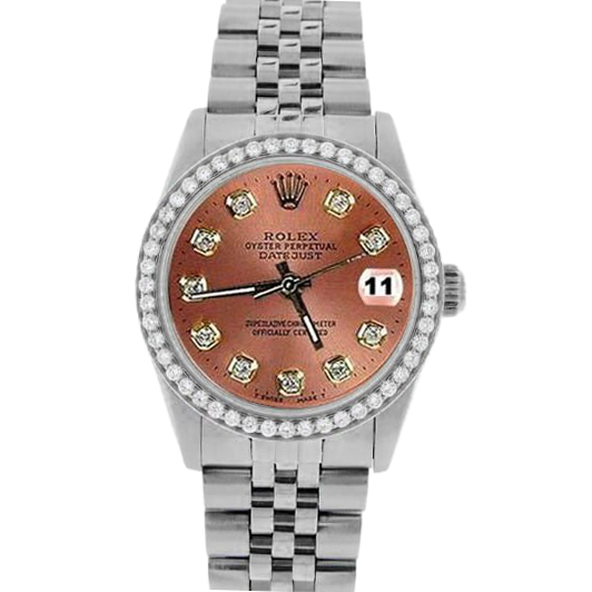 Rolex Datejust Salmon Diamond Dial Bezel 31mm Stainless Steel Watch