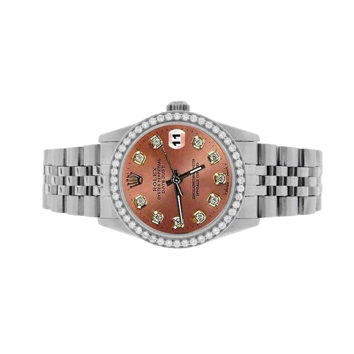 Rolex Datejust Salmon Diamond Dial Bezel 31mm Stainless Steel Watch
