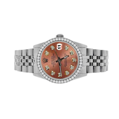 Rolex Datejust Salmon Diamond Dial Bezel 31mm Stainless Steel Watch