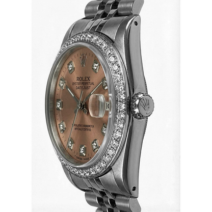 Rolex Datejust Ss Watch Pink Dial  Fg Midsize Rolex Pink Dial Stainless