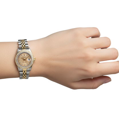 Rolex Datejust Tapestry Diamond Dial Bezel Ladies Watch Ss & Gold P2