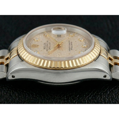 Rolex Datejust Watch Two Tone Diamond Dial Jubilee Style Ivory