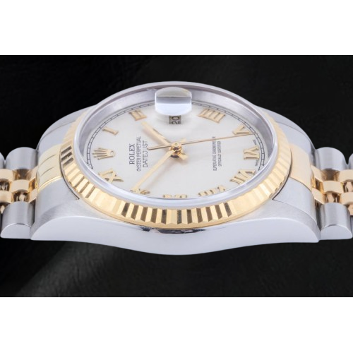 Rolex Datejust Year 2002 White Roman Dial 36 mm Two Tone Watch