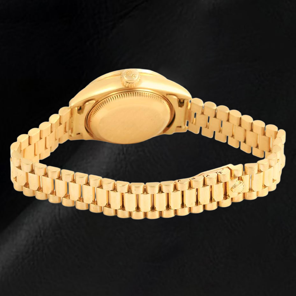 Rolex Datejust Year 2003 White Mother Of Pearl Diamond Dial 26 mm Yellow Gold Ladies Watch