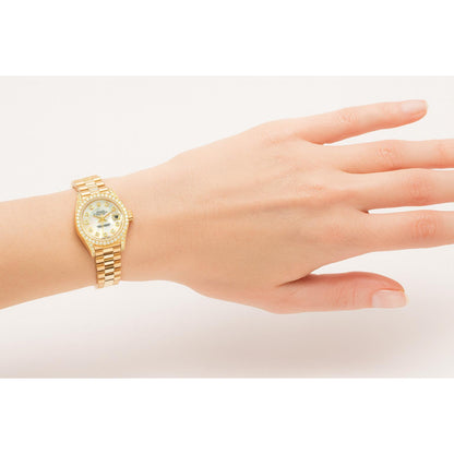 Rolex Datejust Year 2003 White Mother Of Pearl Diamond Dial 26 mm Yellow Gold Ladies Watch P4