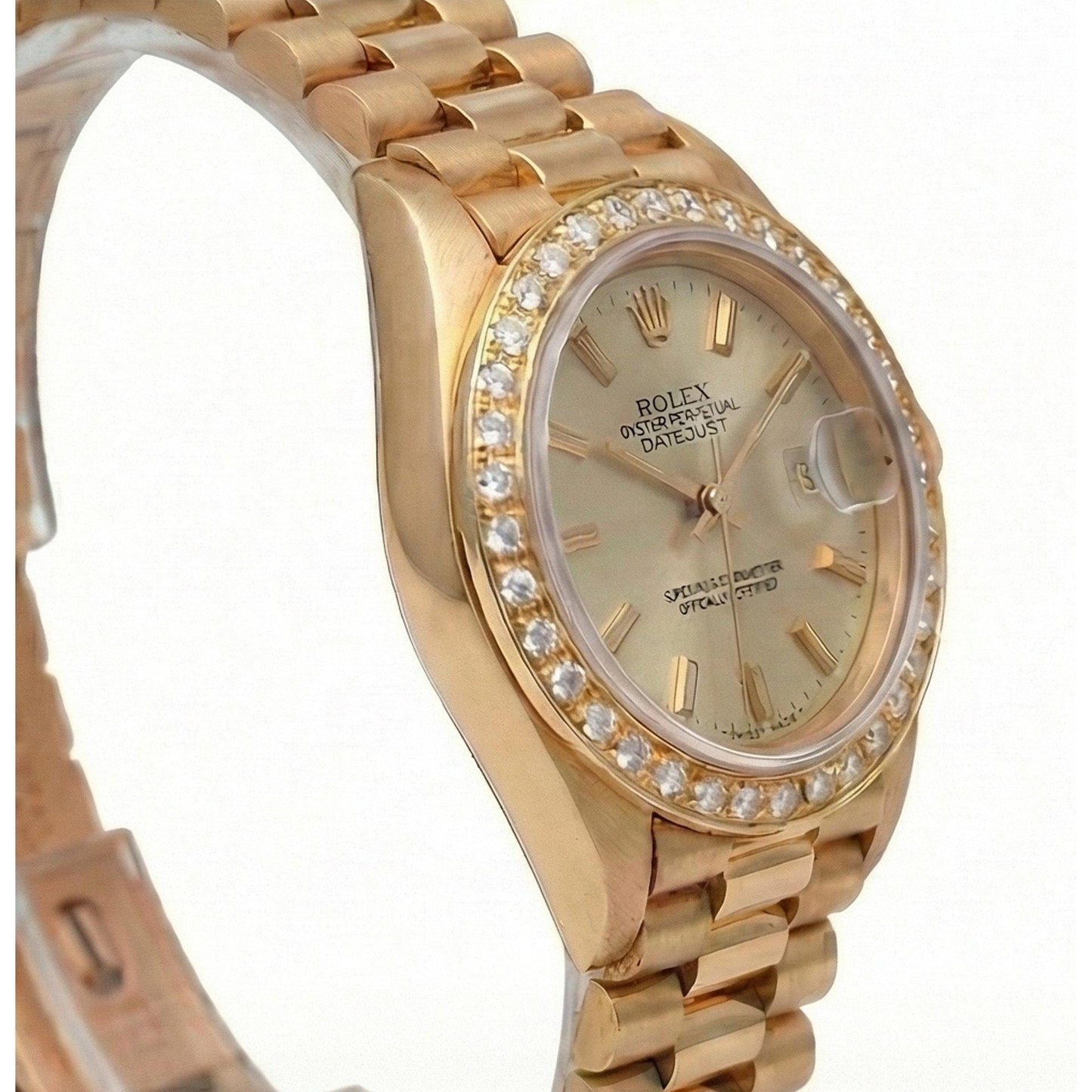 Rolex Datejust Yg President Style Watch Gray Stick Dial Diamond