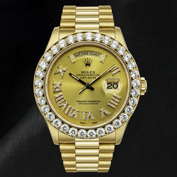 Rolex Day-Date 18038 36mm Champagne Roman Diamond Dial Yellow Gold Watch