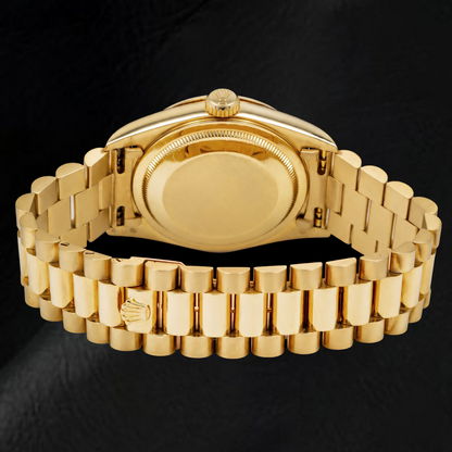 Rolex Day-Date 18038 36mm Champagne String Diamond Dial Yellow Gold Watch