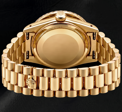 Rolex Day-Date 18038 36mm White Mother of Pearl Diamond Dial 18K Yellow Gold Watch