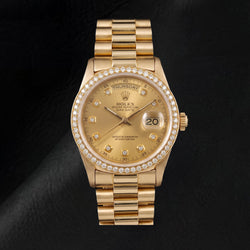 Rolex Day-Date 1803 36mm Champagne Diamond Dial 18K Yellow Gold Watch