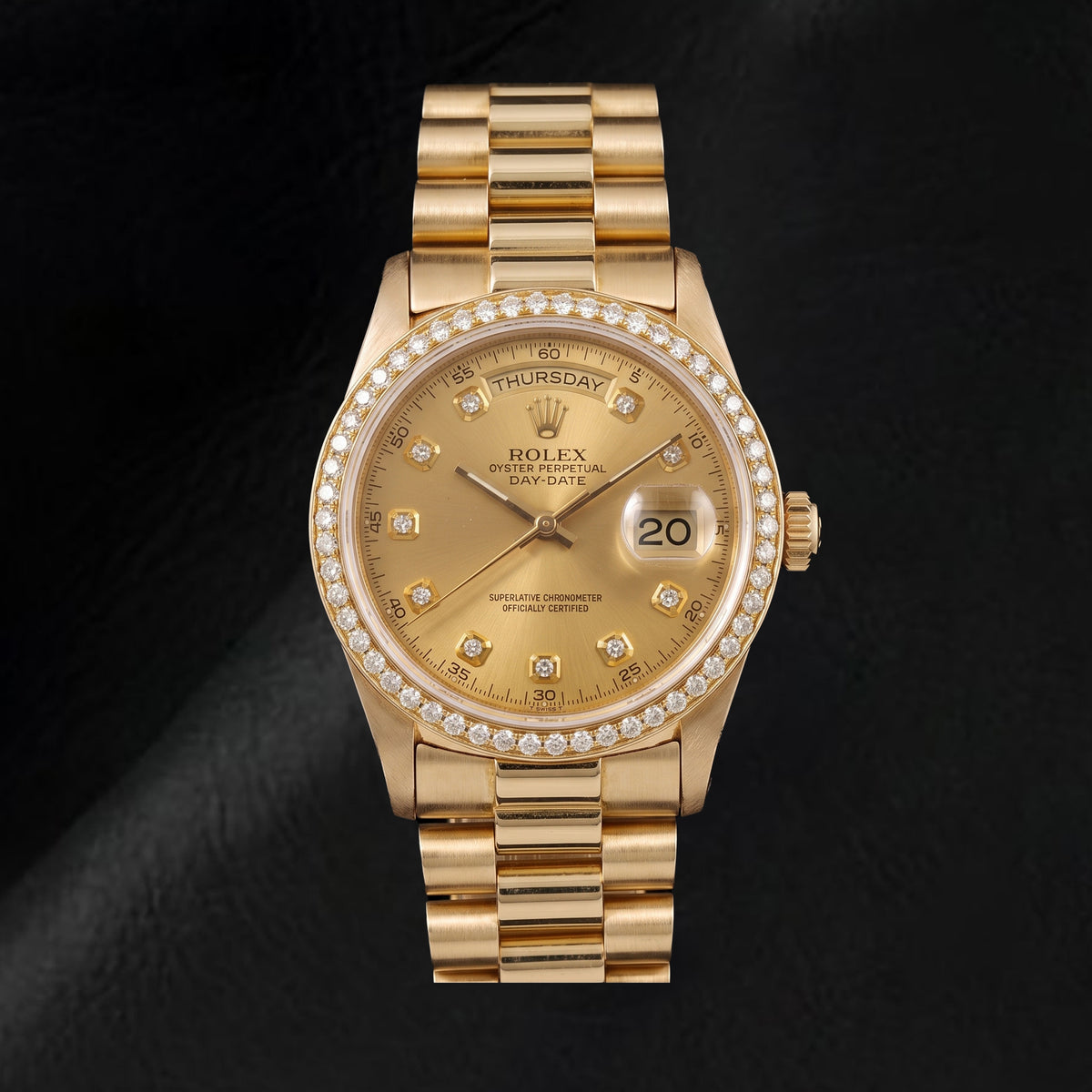 Rolex Day-Date 1803 36mm Champagne Diamond Dial 18K Yellow Gold Watch